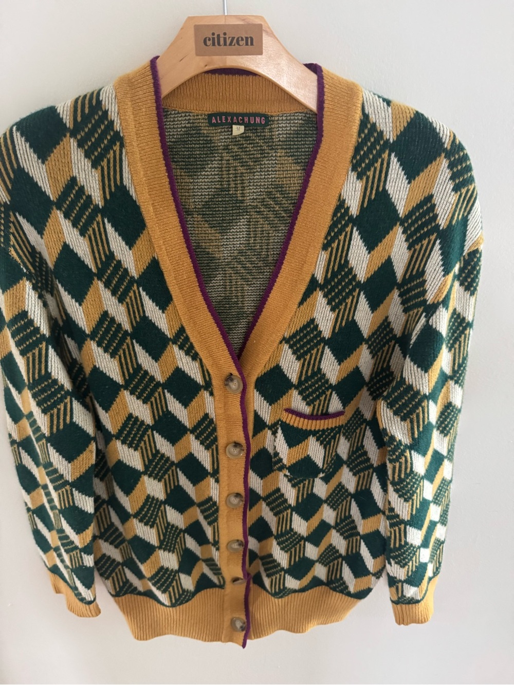 Alexa Chung Oversized Wool Eclectic Grandpa Cardigan- M - Picture 4 of 9